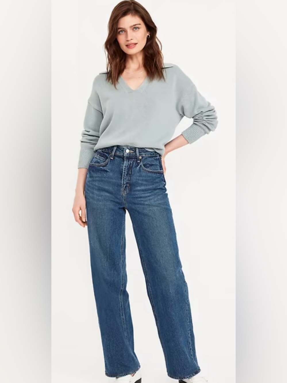 Old Navy   Women’s Extra Sky-Hi Wide leg  Blue Jeans  Size 6